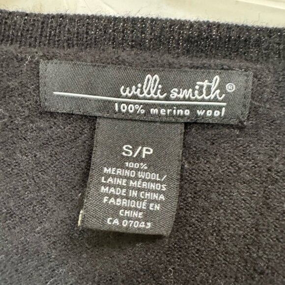 Willi Smith Vintage Y2K 100% Merino Wool Argyle Cardigan Sweater Preppy Minimal - Picture 8 of 15